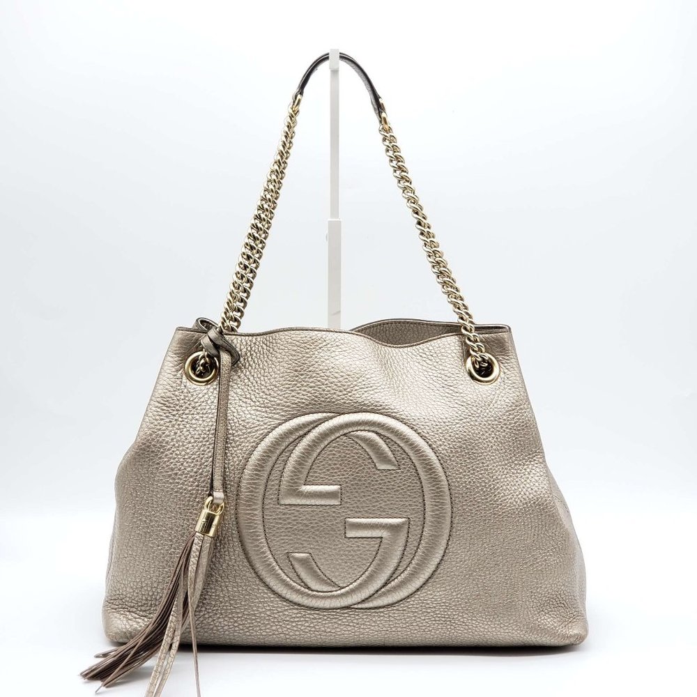 Authentic Gucci Soho on Chain Leather Shoulder Bag